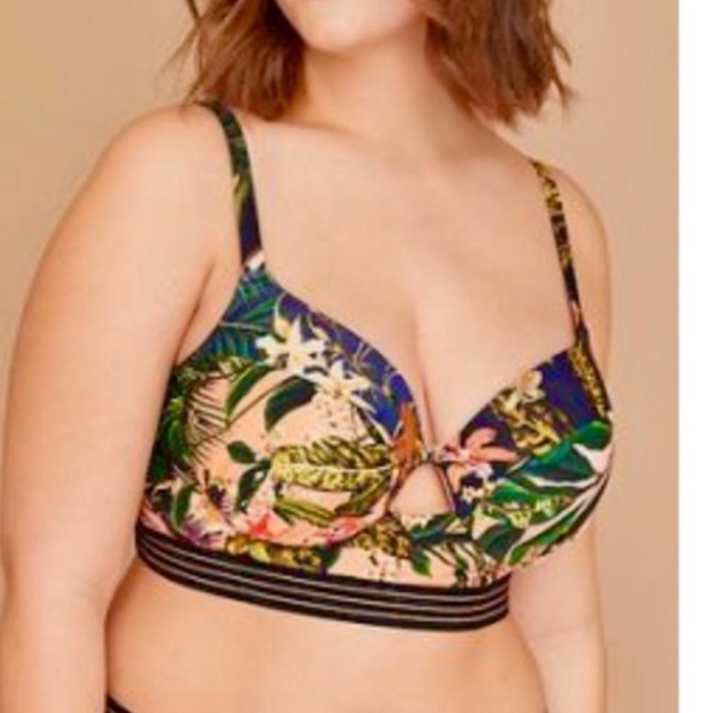 Lane Bryant Tropical Lightly Lined Balconette Bikini Top